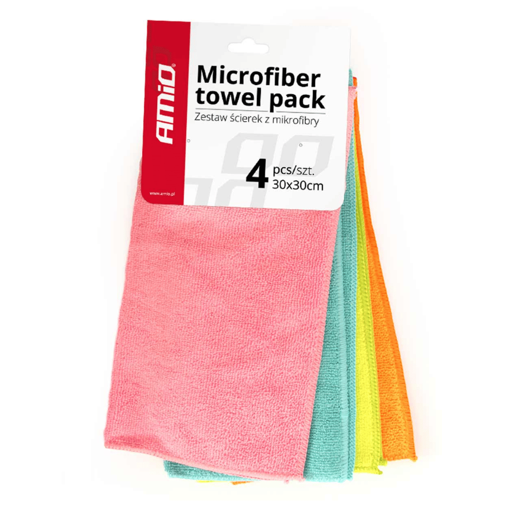 4-Piece Microfibre Car Cleaning Towel Set – Ideal for Interior & Exterior