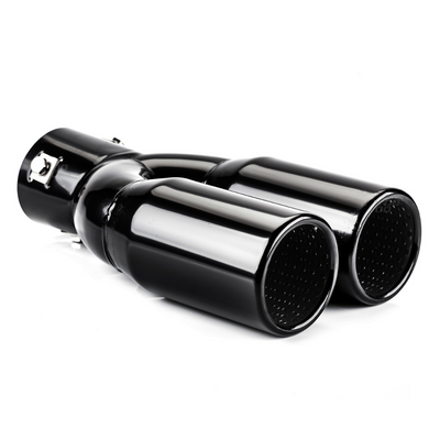 Black chrome exhaust twin tail pipe 35 - 50mm mounting