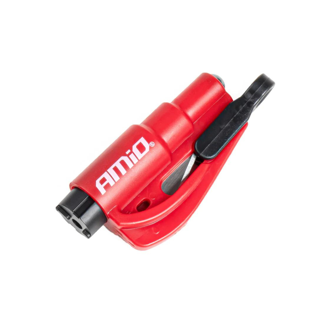 Emergency hammer and seat belt cutter keyring