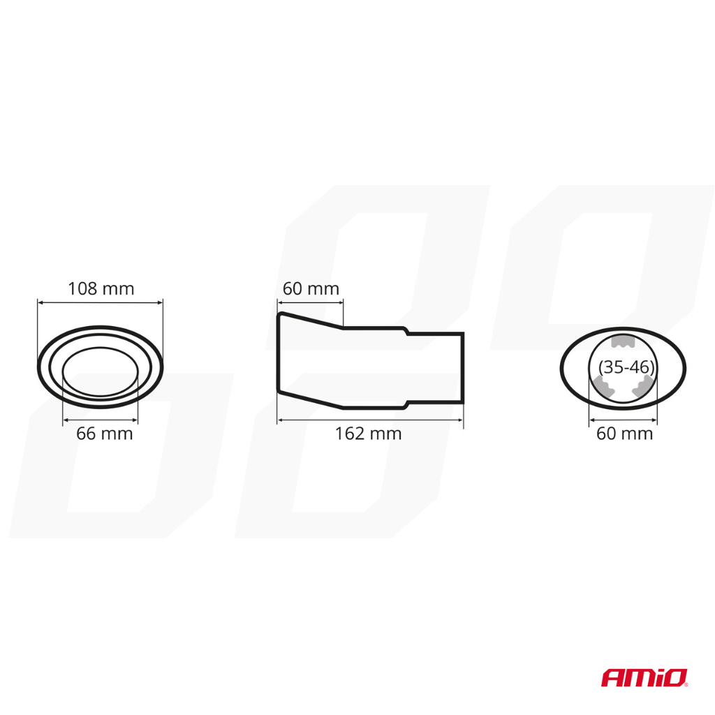 Exhaust muffler tip stainless steel 35 - 46mm mounting