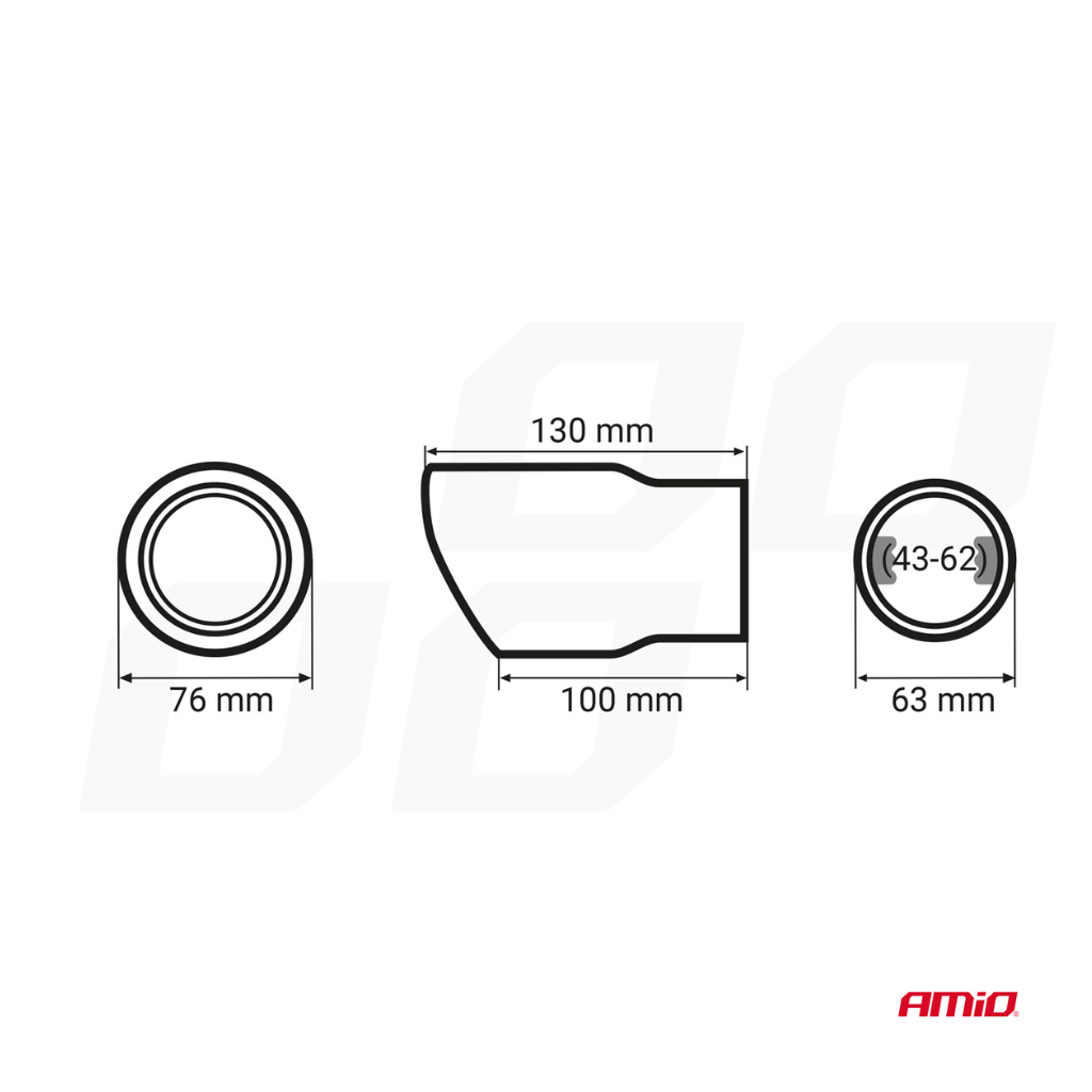 Universal red chrome plated exhaust tail pipe mounting