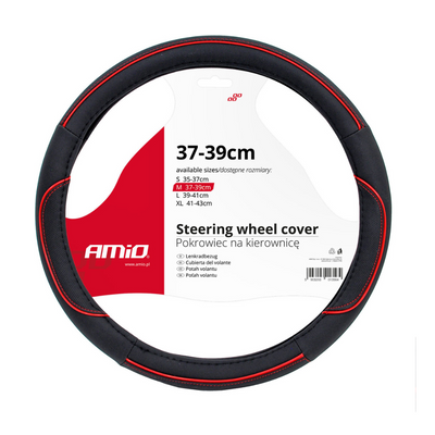 Universal steering wheel cover (37-39cm) black & red