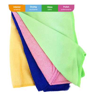 4 Colour Microfiber Cleaning Towels – 30 × 30 cm Plastics Glass Bodywork Washing