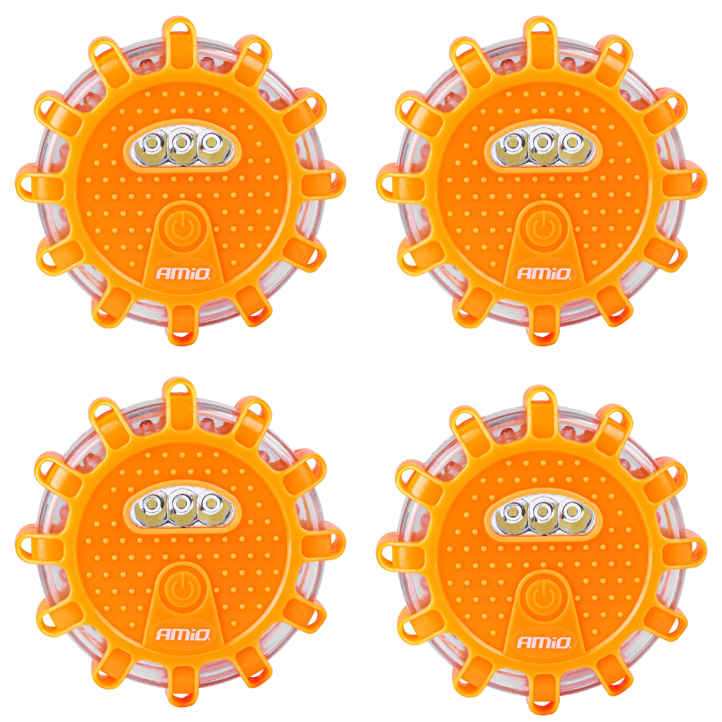 Warning Beacon 12 Red LED 4 Pack Magnetic Road Marker Waterproof 9 Modes