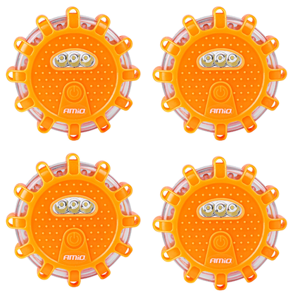 Warning Beacon 12 Red LED 4 Pack Magnetic Road Marker Waterproof 9 Modes