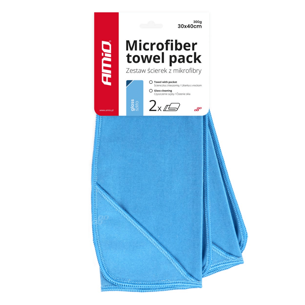 2Pc Microfiber Cloth Set Designed For Automotive Glass 30 × 40 cm Streak Free
