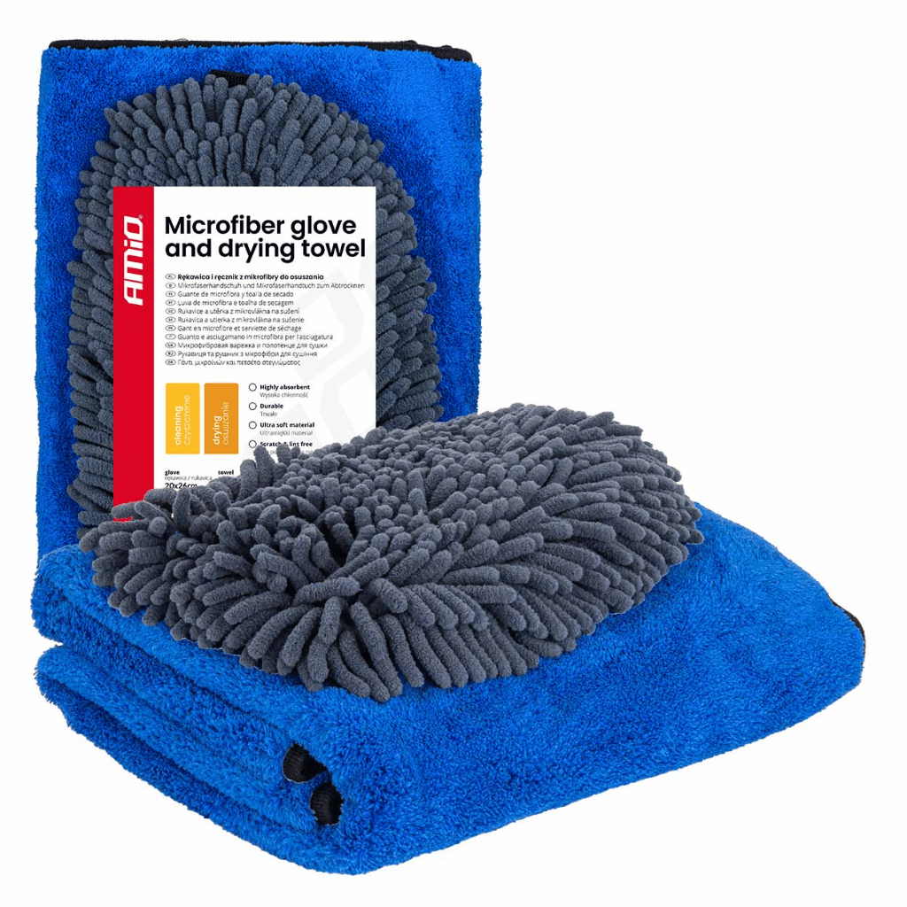 Car Wash Microfibre Glove And Microfibre Drying Towel Kit
