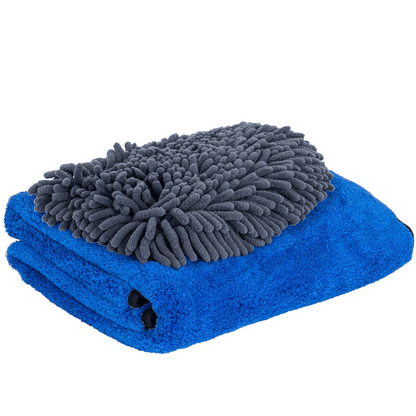 Car Wash Microfibre Glove And Microfibre Drying Towel Kit