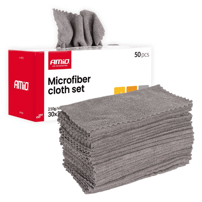 Car Detailing Microfiber Cloth Set – 50 Pack Dipenser (210GSM, 30×30cm)