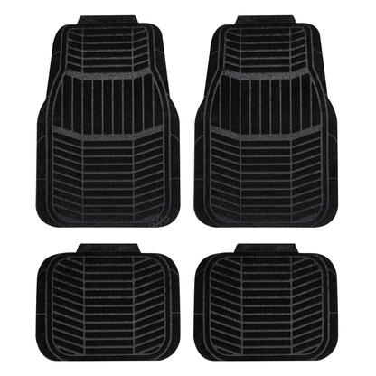 Textile Car Mats Set Of 4 Black Floor Protection Universal Fit Hard Wearing