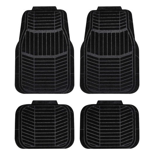 Textile Car Mats Set Of 4 Black Floor Protection Universal Fit Hard Wearing