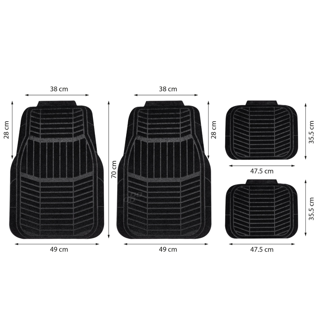 Textile Car Mats Set Of 4 Black Floor Protection Universal Fit Hard Wearing