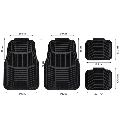 Textile Car Mats Set Of 4 Black Floor Protection Universal Fit Hard Wearing
