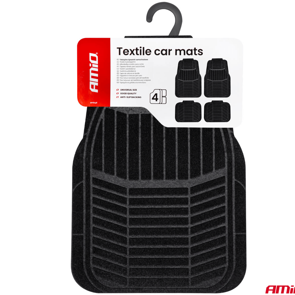 Textile Car Mats Set Of 4 Black Floor Protection Universal Fit Hard Wearing