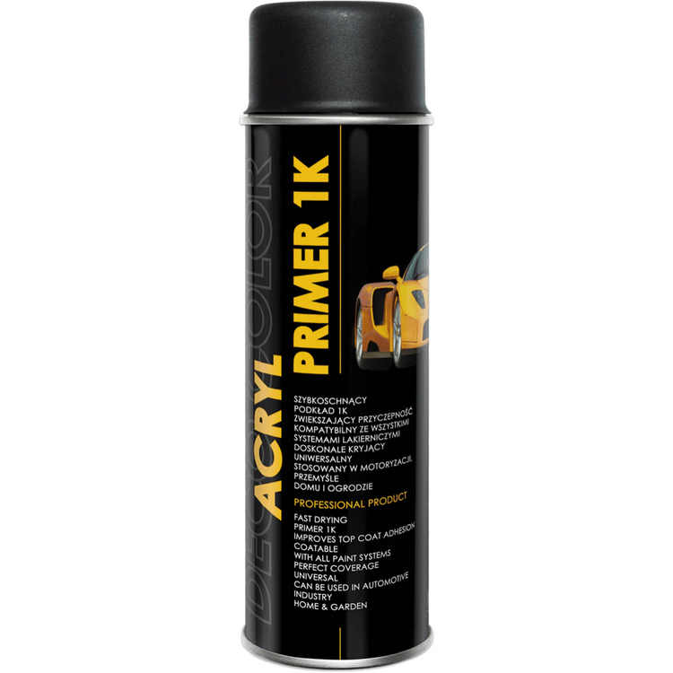 1K Acryl Primer 4 Colours Fast Drying 500ml - Black -