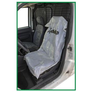 Strong 25mc  White Polythene  Disposable so can be thrown away after use  Sold on a roll for easy use  Designed to fit all car seats  Ideal for protecting seats during a service, MOT or valet - Sweeney Motor Factors