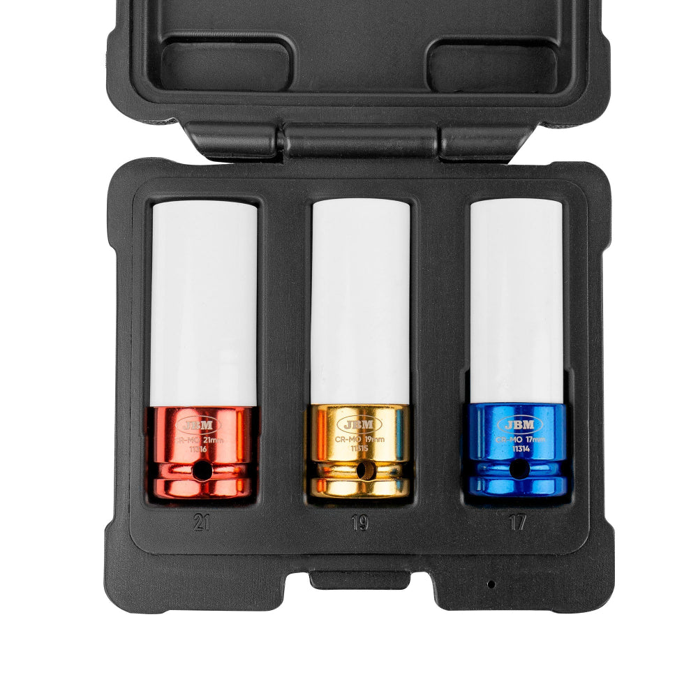 3pc alloy wheel rim damage protector impact socket set 17