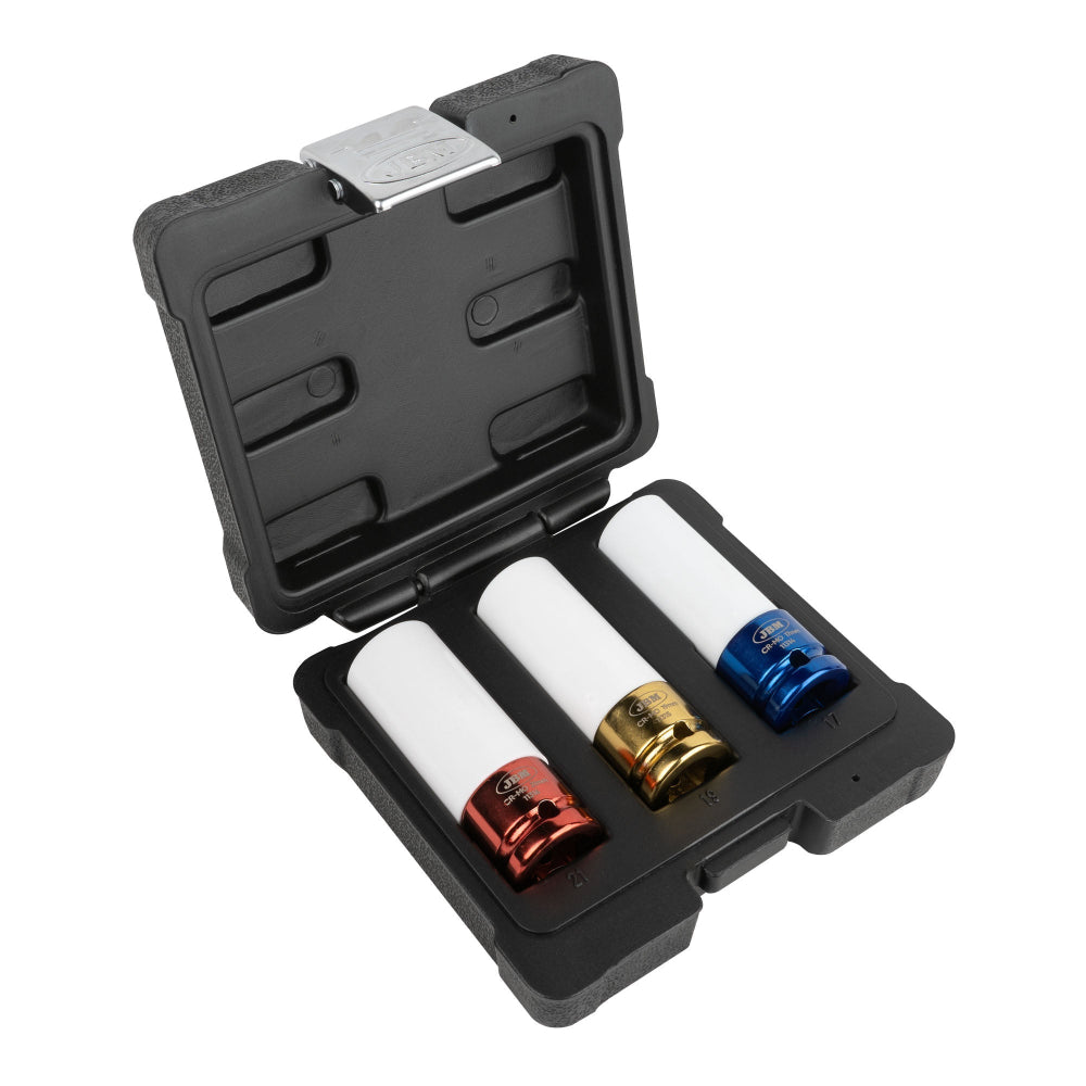 3pc alloy wheel rim damage protector impact socket set 17