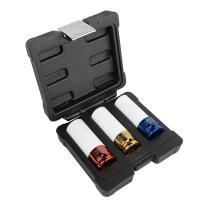 3pc alloy wheel rim damage protector impact socket set 17