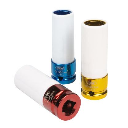 3pc alloy wheel rim damage protector impact socket set 17