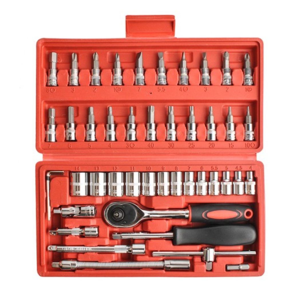 46pc Socket Set 1/4 Drive Tool Kit - Socket Sets