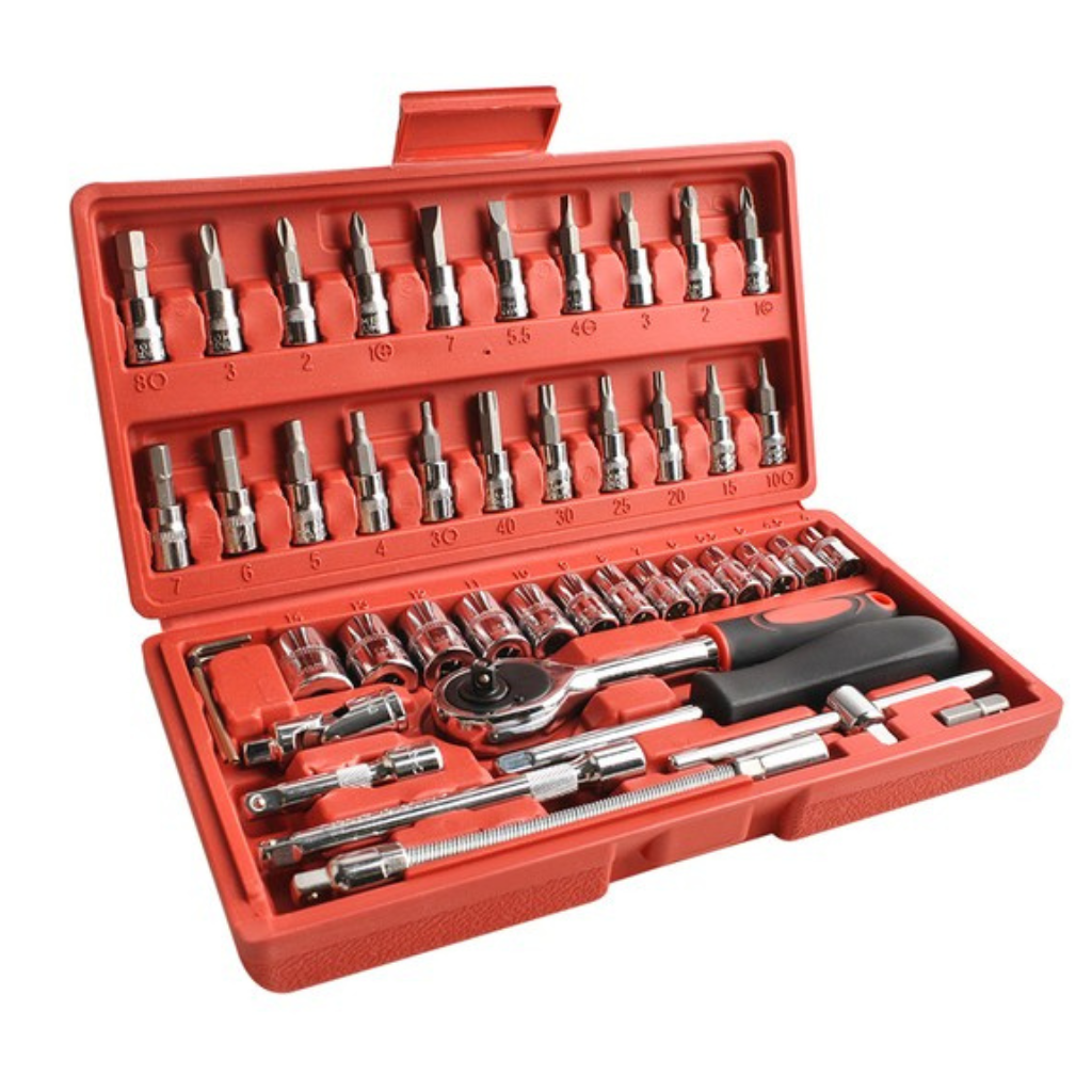 46pc Socket Set 1/4 Drive Tool Kit - Socket Sets