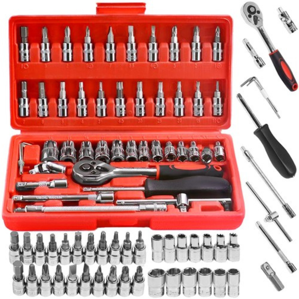 46pc Socket Set 1/4 Drive Tool Kit - Socket Sets