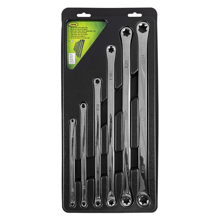 6 Piece Extra-Long reach Double Ended Torx Spanner Set E6 To E24 200mm To 420mm-Sweeney Motor Factors