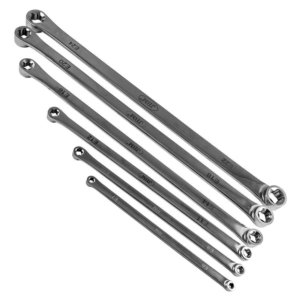 6 Piece Extra-Long reach Double Ended Torx Spanner Set E6 To E24 200mm To 420mm-Sweeney Motor Factors