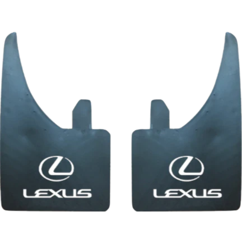 Lexus Mud Flaps Universal Rubber In Pairs White Logo And Text 15" x 9"
