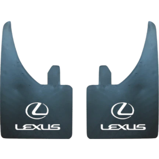Lexus Mud Flaps Universal Rubber In Pairs White Logo And Text 15" x 9"