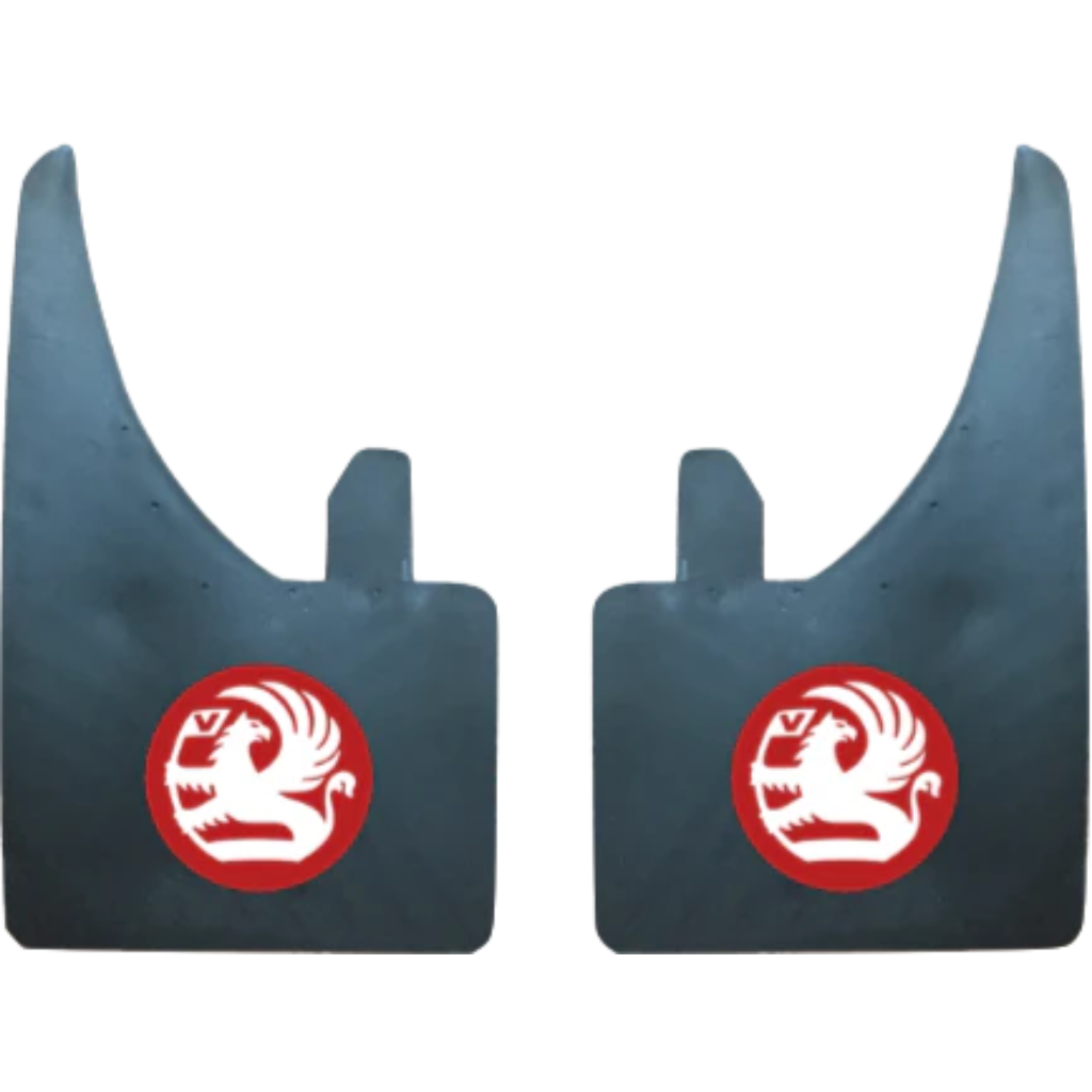 Vauxhall Mud Flaps Universal Fitment Flexible Rubber In Pairs Red/White Logo