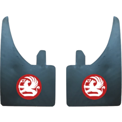 Vauxhall Mud Flaps Universal Fitment Flexible Rubber In Pairs Red/White Logo