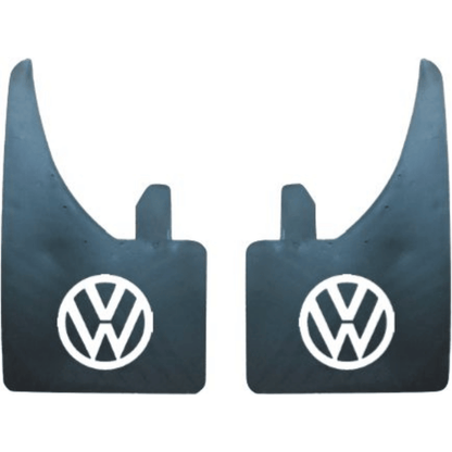 Volkswagen Mud Flaps Universal Rubber In Pairs White Logo - Sweeney Motor Factors