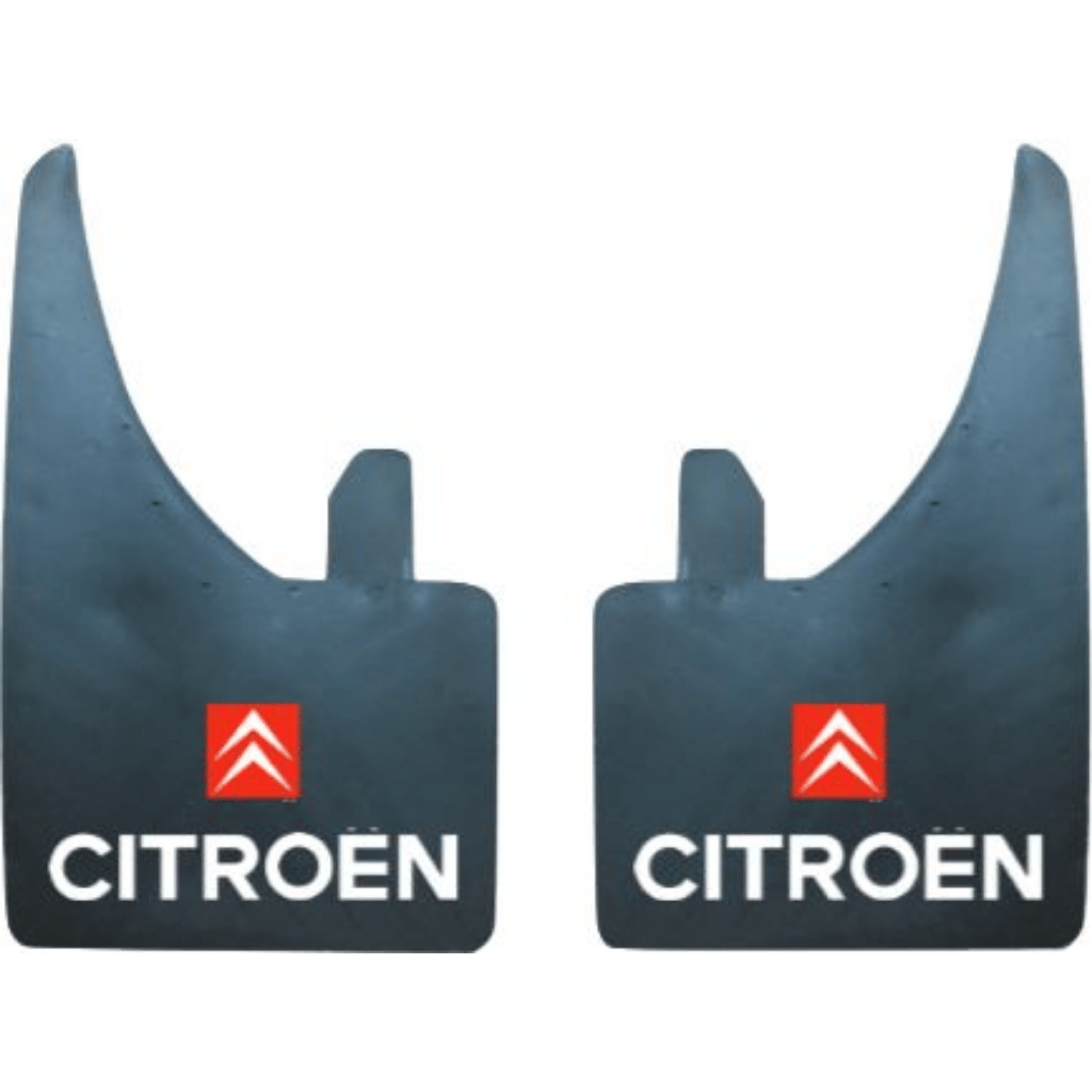 Citreon Mud Flaps Universal Rubber In Pairs Red/White Logo With Text