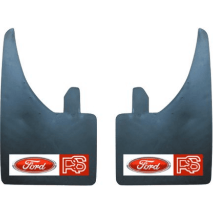 Ford RS Mud Flaps Universal Rubber In Pairs Red/White Logo - Sweeney Motor Factors