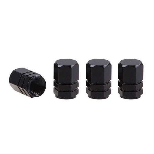 Aluminium black tyre valve cap 4 pcs