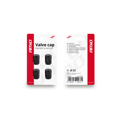 Aluminium black tyre valve cap 4 pcs