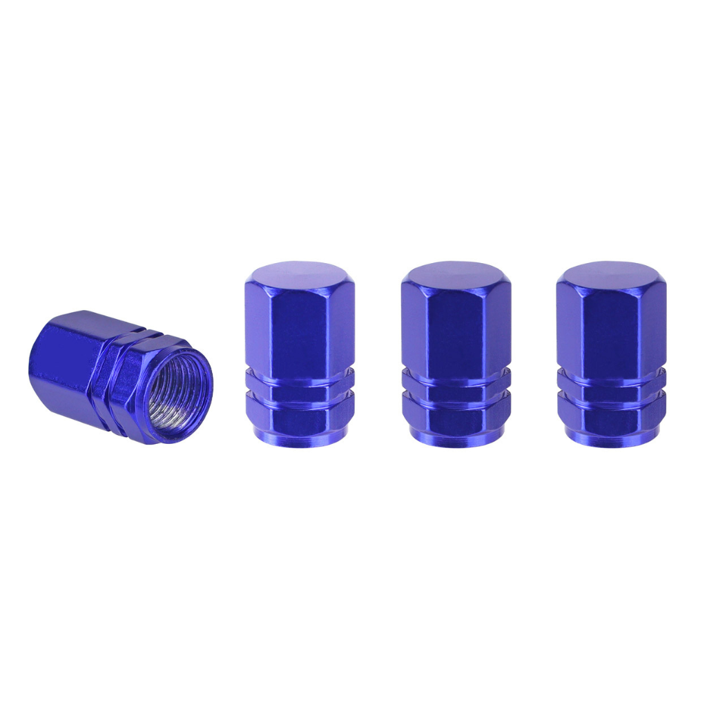 Aluminium tyre valve cap blue 4 pcs