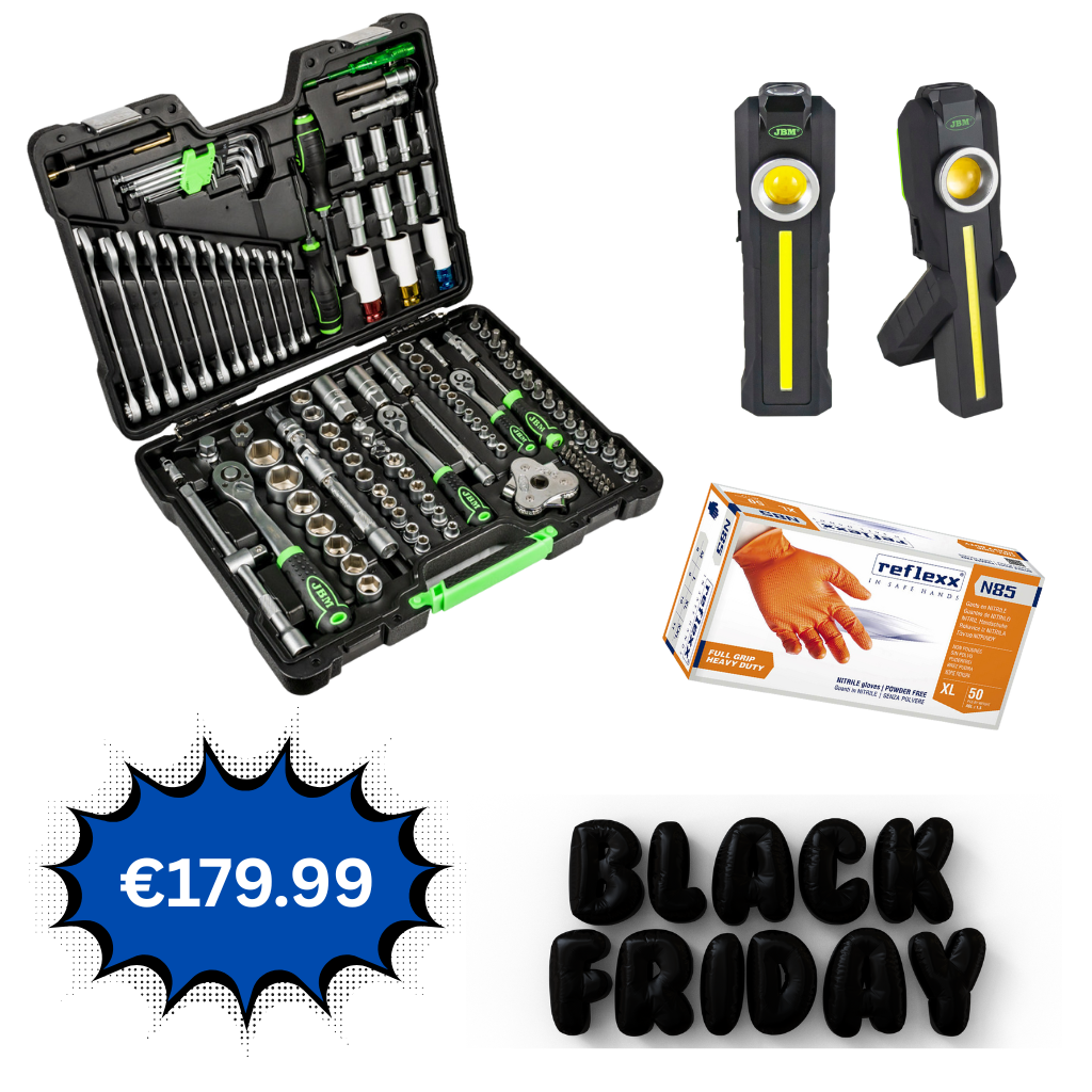 132pc Socket Set Tool Kit With Free LED Light And Heabvy Duty Disposable Gloves Large