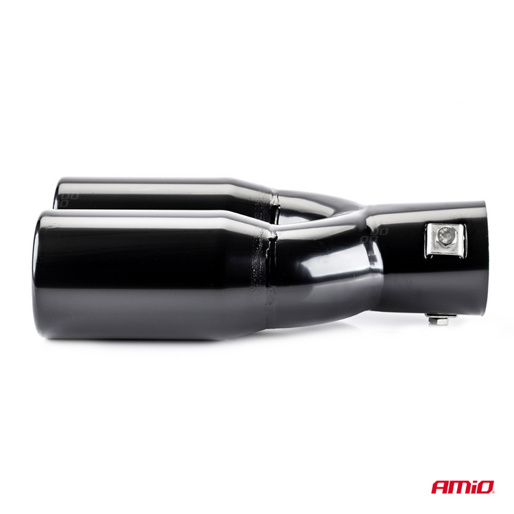 Black chrome exhaust twin tail pipe 35 - 50mm mounting