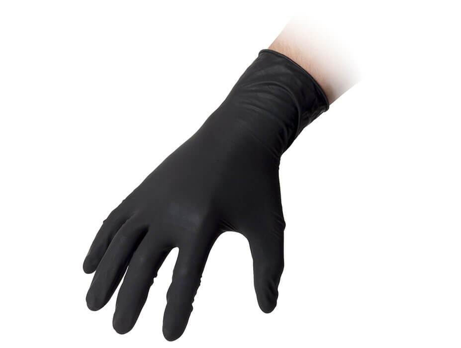 Black Latex Disposable Gloves Powder Free High Strength gr6.2 100pk - Sweeney Motor Factors
