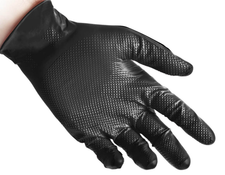 Black Nitrile Gloves Heavy Duty Full Scale Grip 8.4gr 50pk - Sweeney Motor Factors