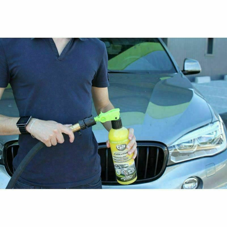 Car Van Wash and Wax Hosepipe Adaptor Flow Through Bottle