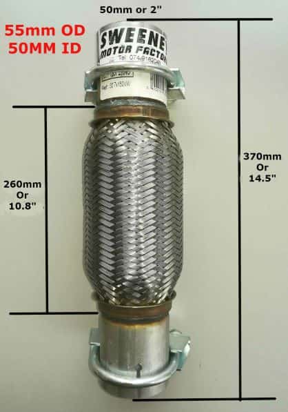 Exhaust Flexi Coupler Repair Pipe With Clamps - Sweeney Motor Factors