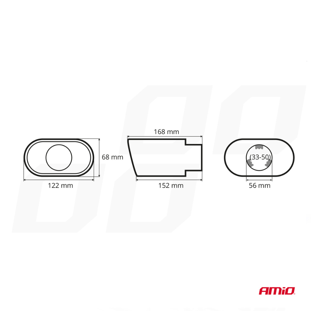 Exhaust muffler oval shaper 33-50mm mounting diameter