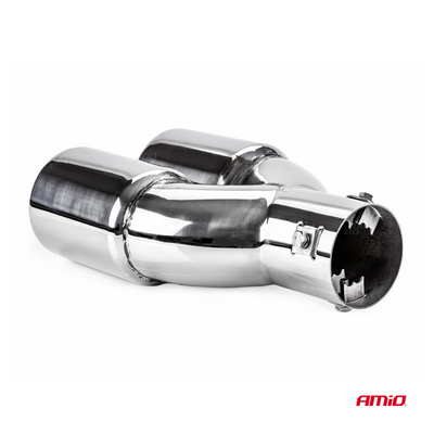 Exhaust tail pipe twin outlet chrome 36mm to 54mm mount