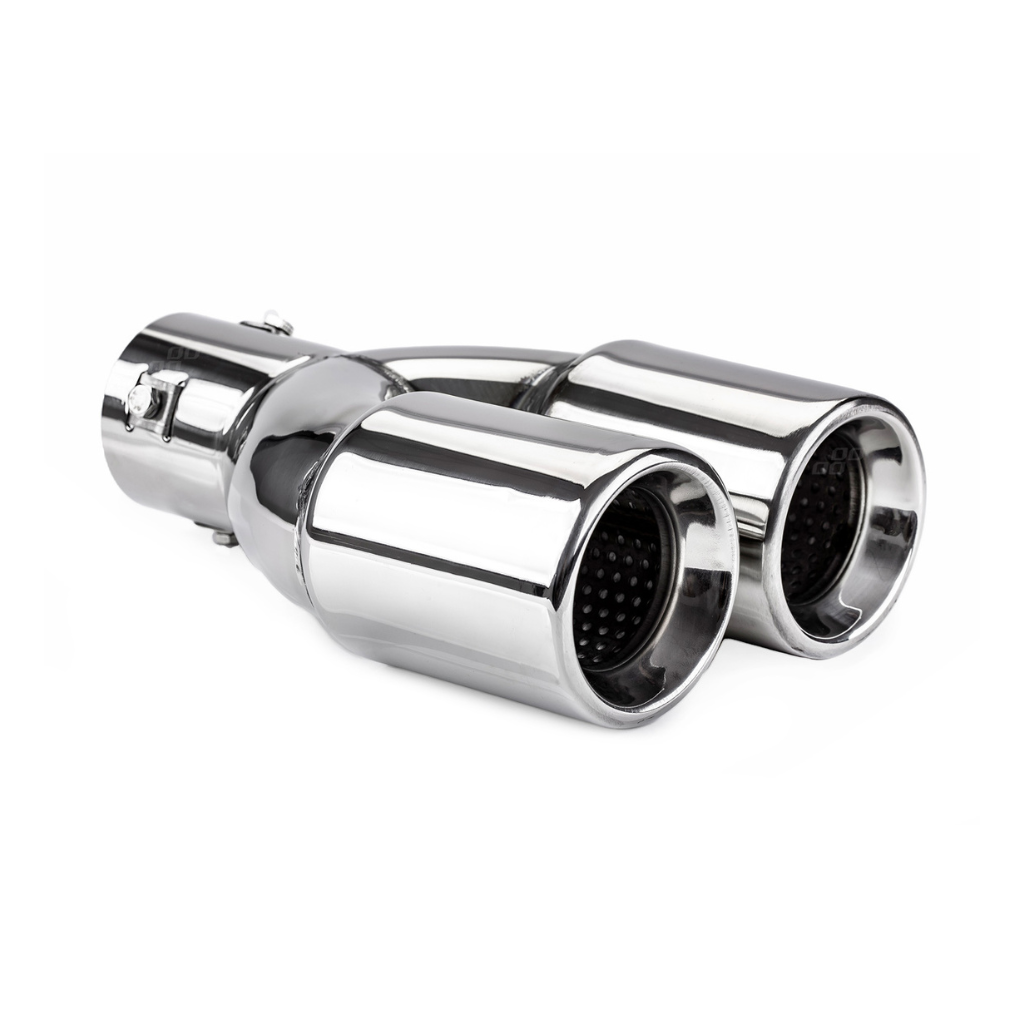 Exhaust tail pipe twin outlet chrome 36mm to 54mm mount
