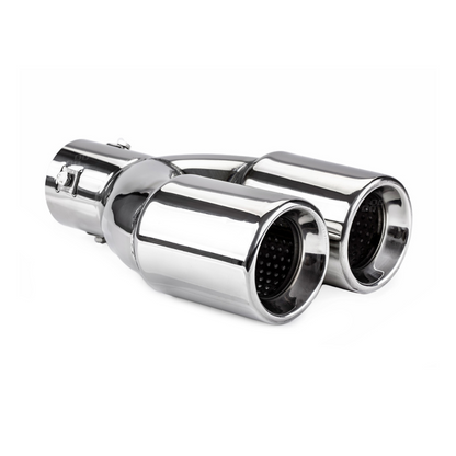 Exhaust tail pipe twin outlet chrome 36mm to 54mm mount
