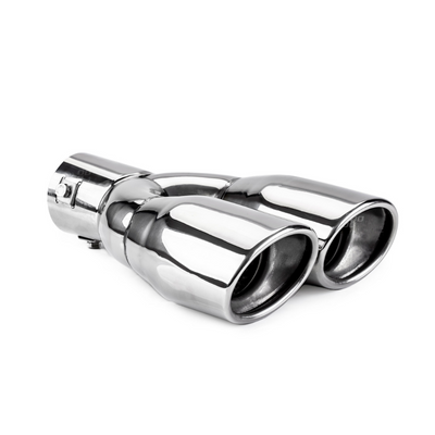 Exhaust tail pipe twin outlet chrome 38mm to 48mm mount